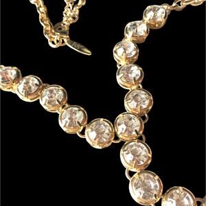 NY brand statement piece gold tone rhinestone Y-necklace